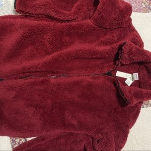 Pink full zip Sherpa sweater